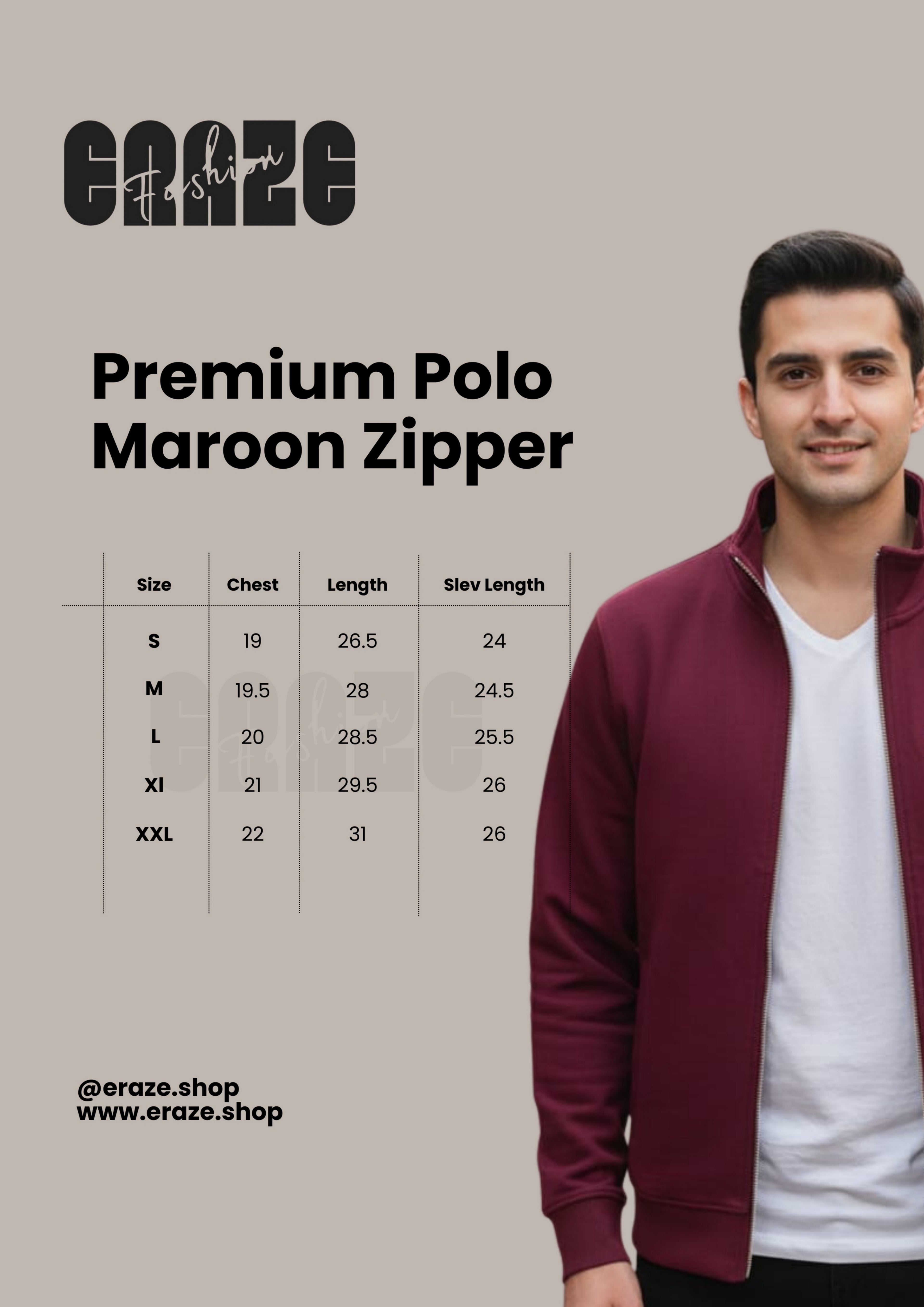 Premium Polo Unisex Maroon Zipper