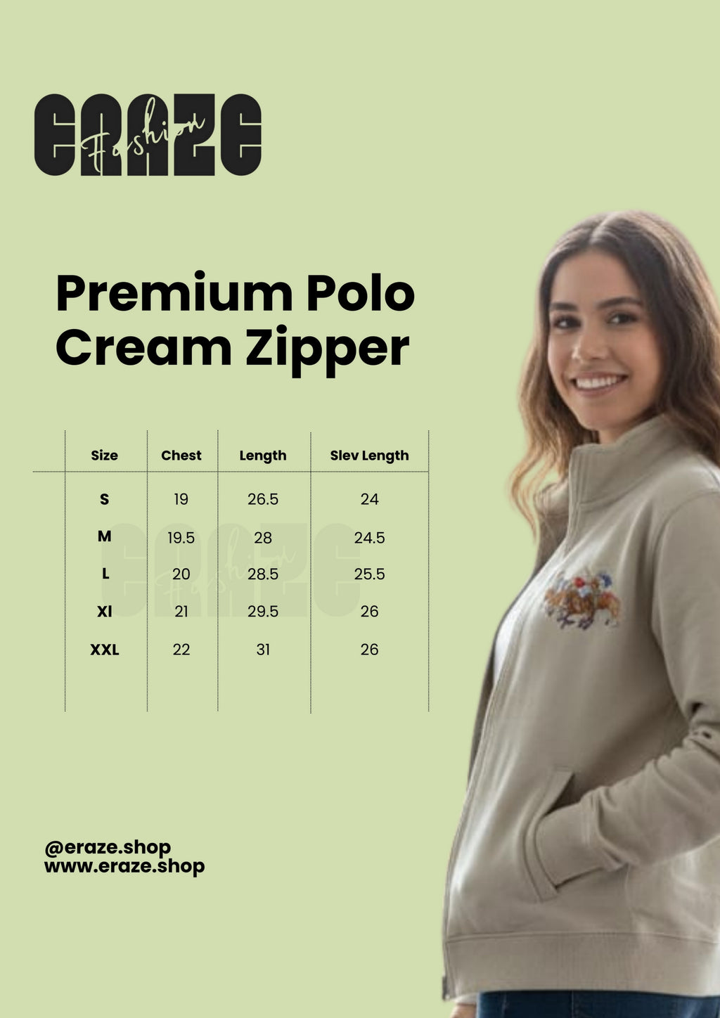 Premium Polo Unisex Cream Zipper