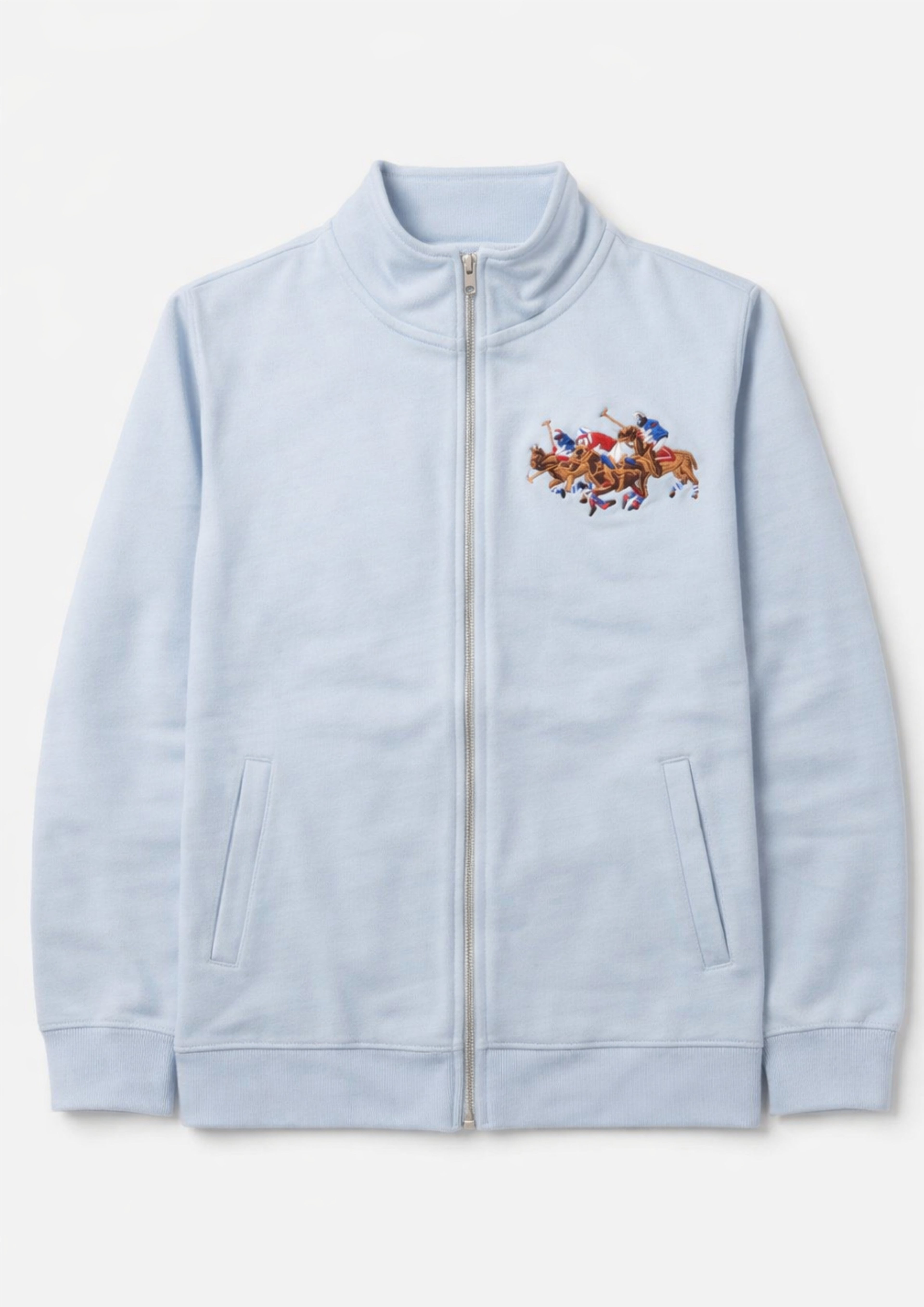 Premium Polo Unisex Light Blue Zipper