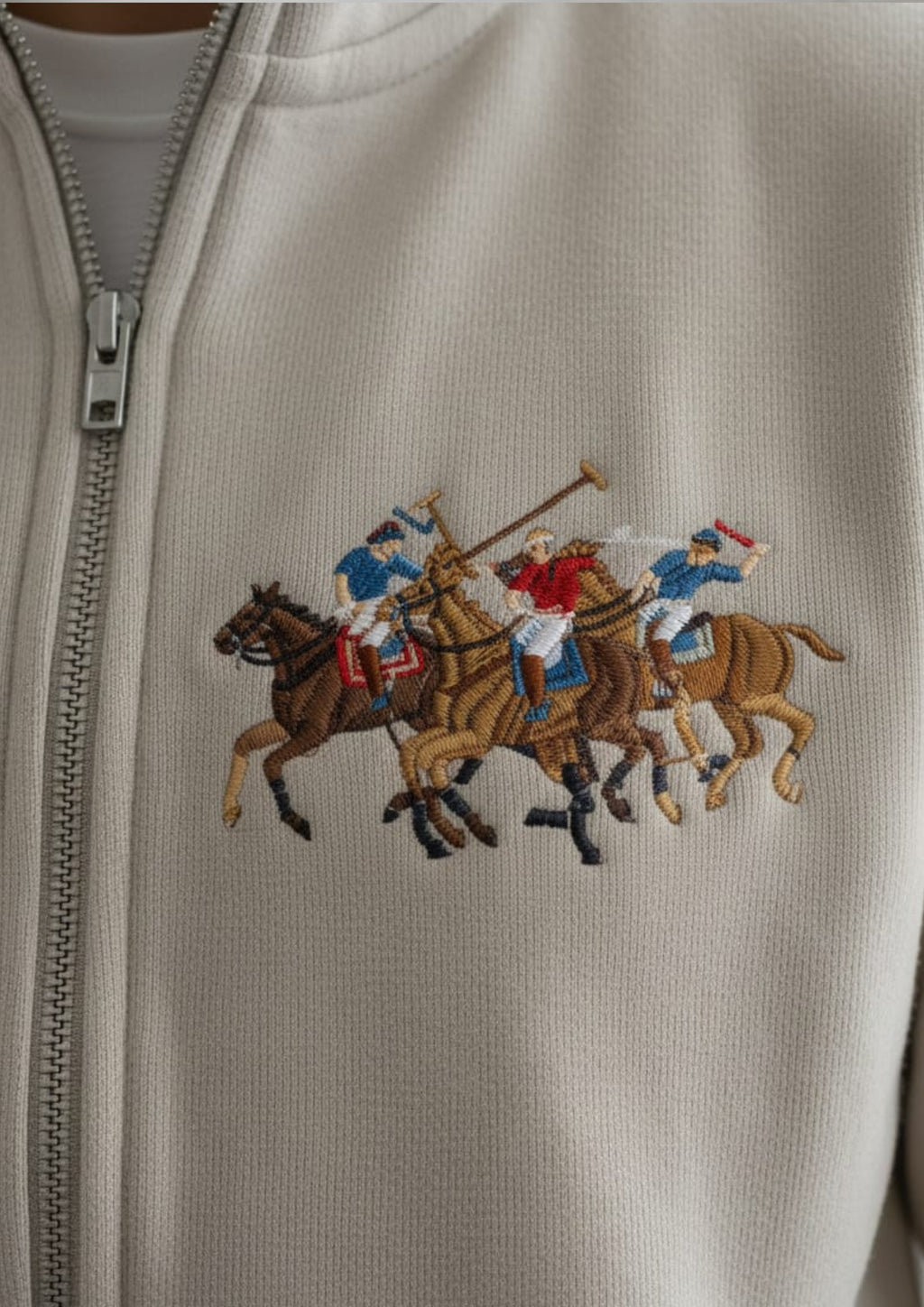 Premium Polo Unisex Cream Zipper