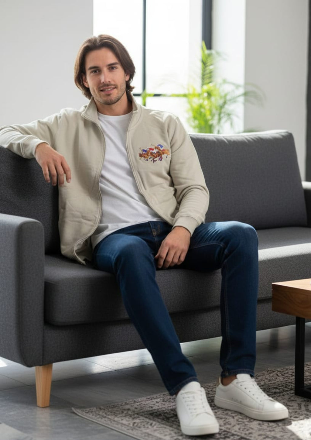 Premium Polo Unisex Cream Zipper