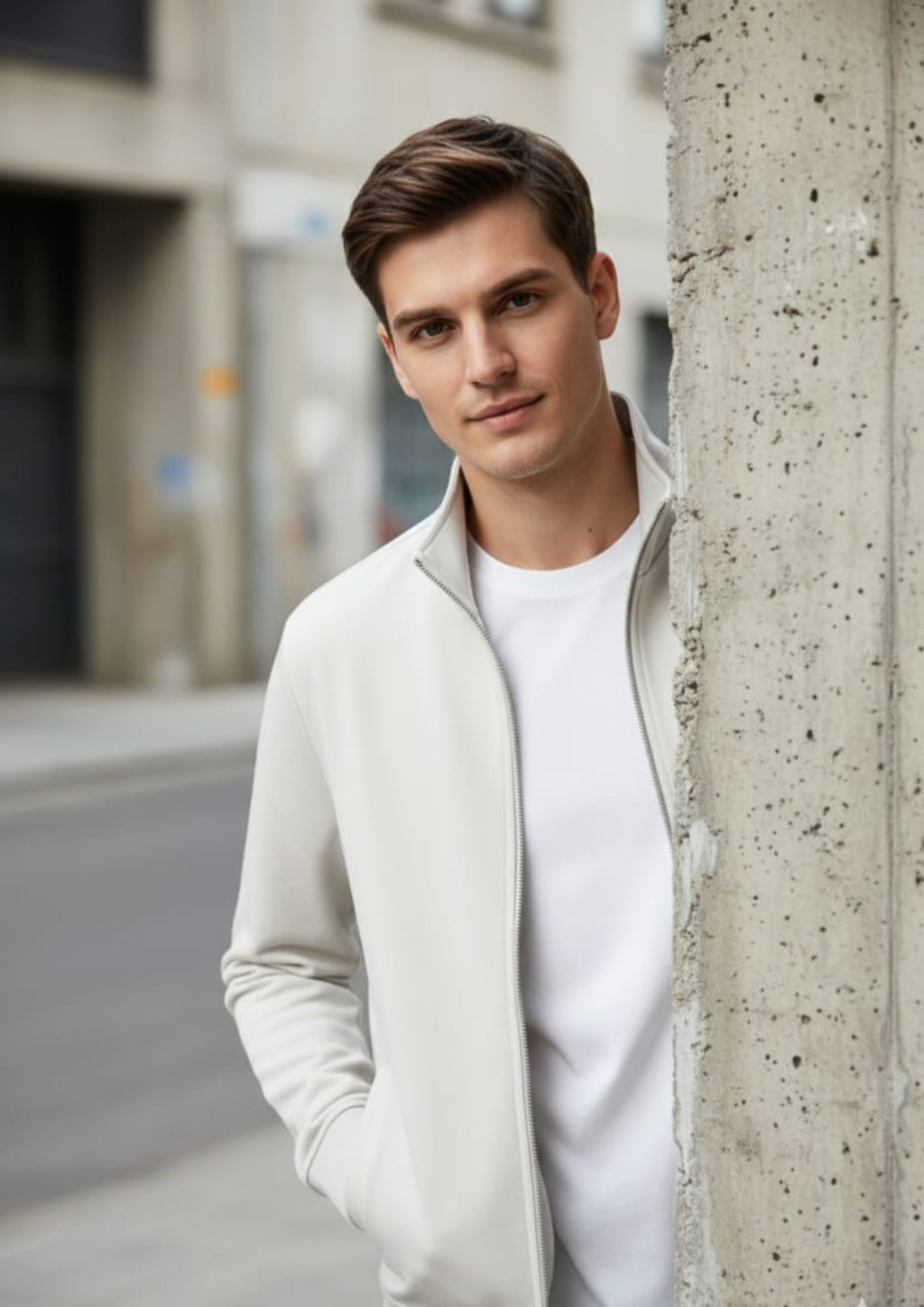 Lacoste Unisex White Zipper