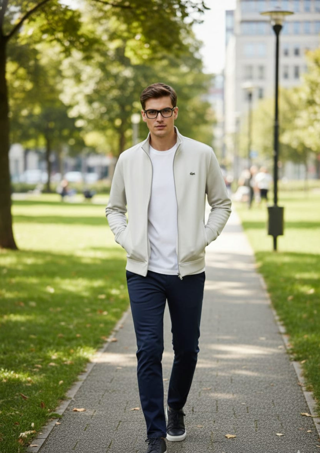 Lacoste Unisex White Zipper