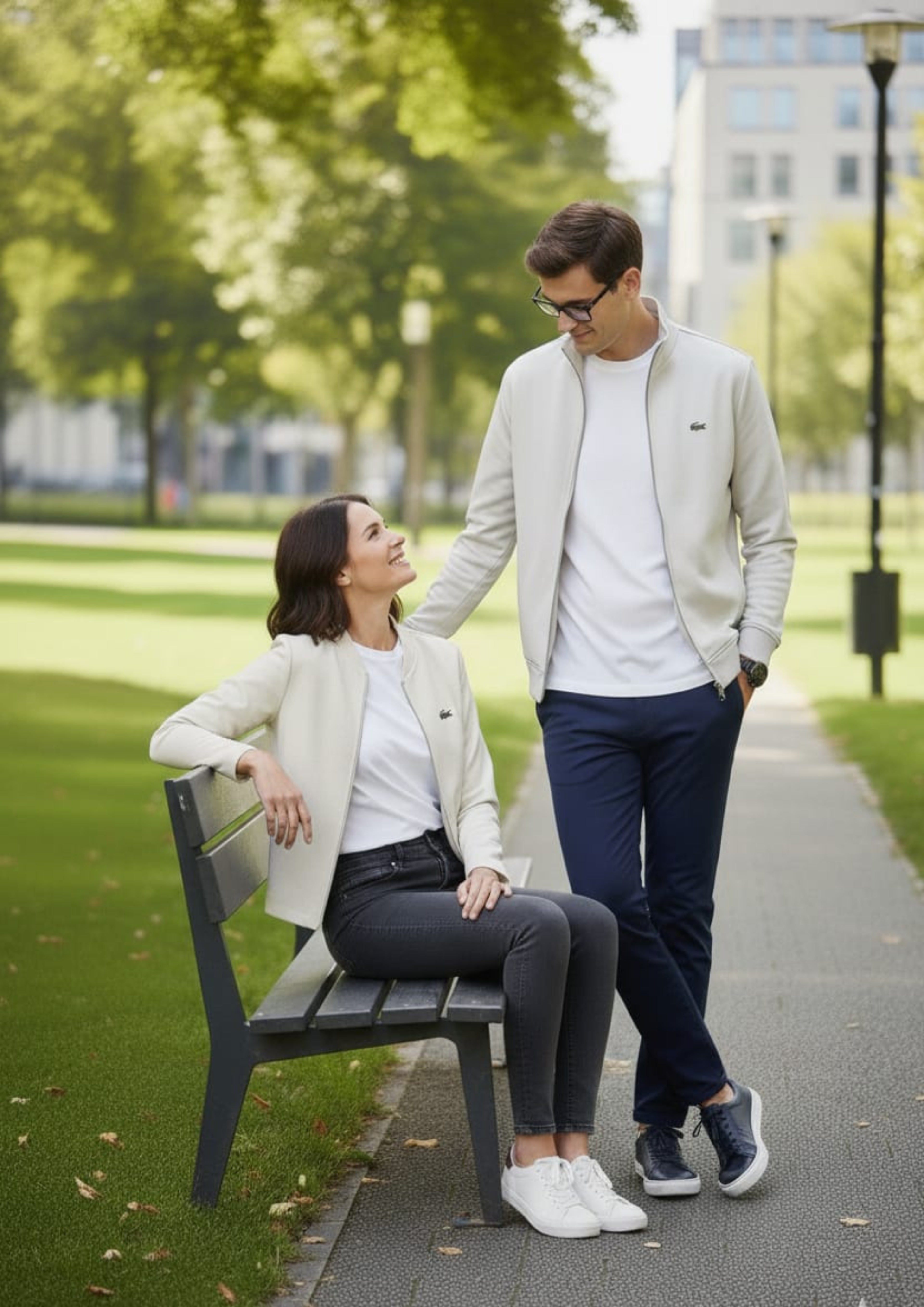 Lacoste Unisex White Zipper