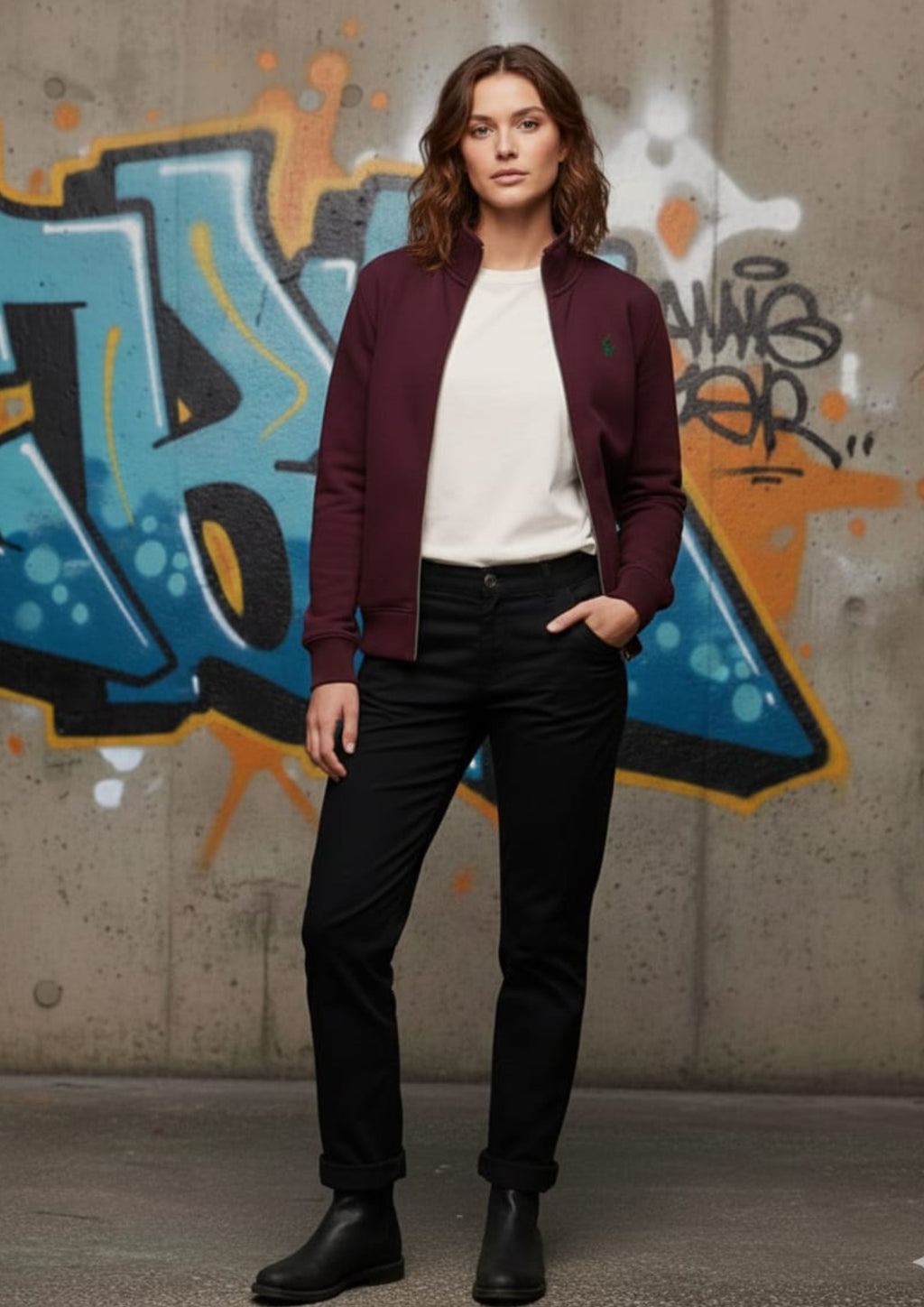 Polo Unisex Maroon Zipper