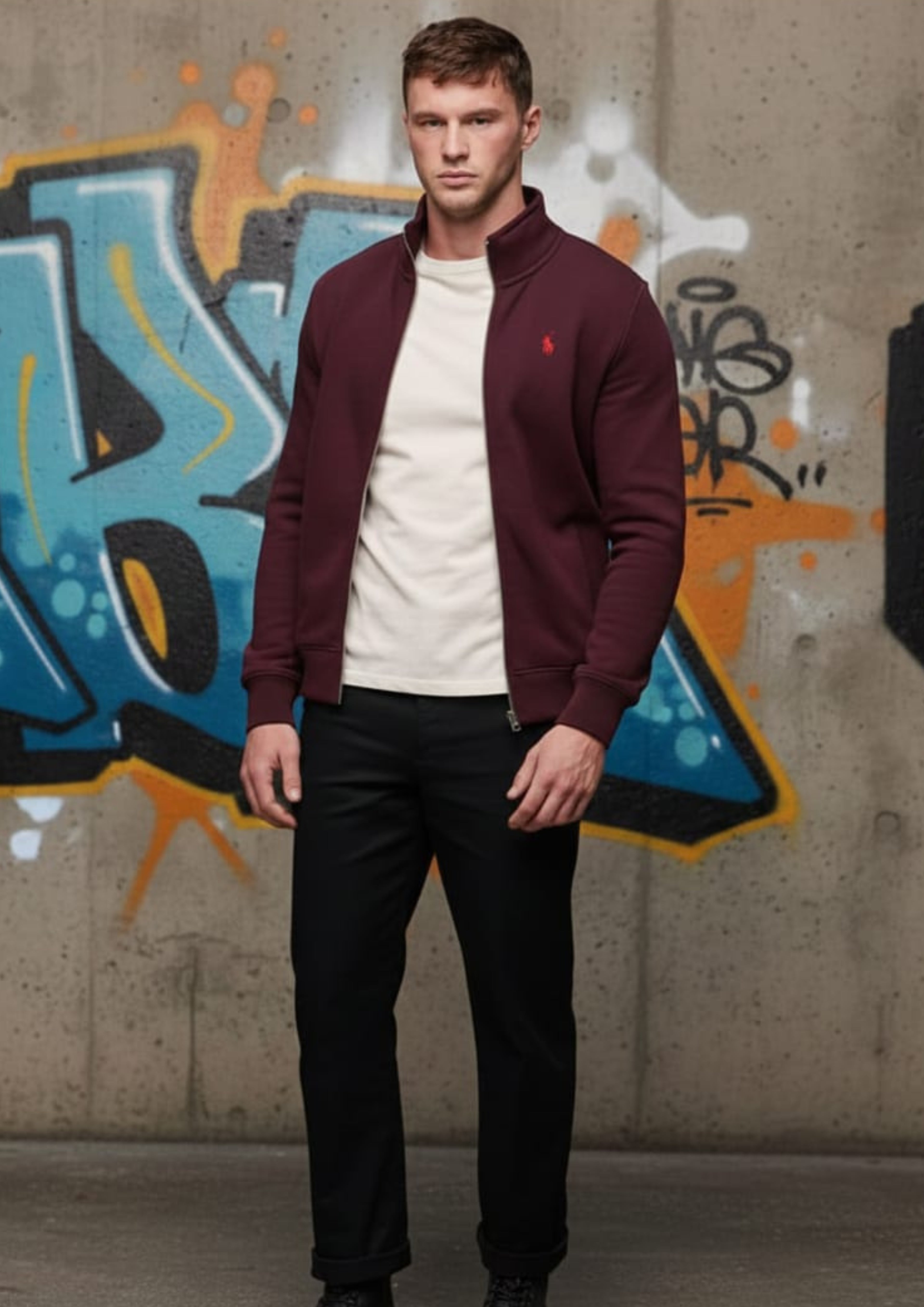 Polo Unisex Maroon Zipper