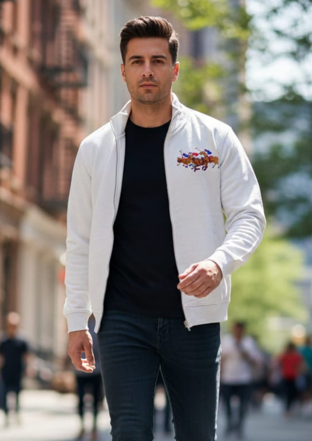 Premium Polo Unisex White Zipper