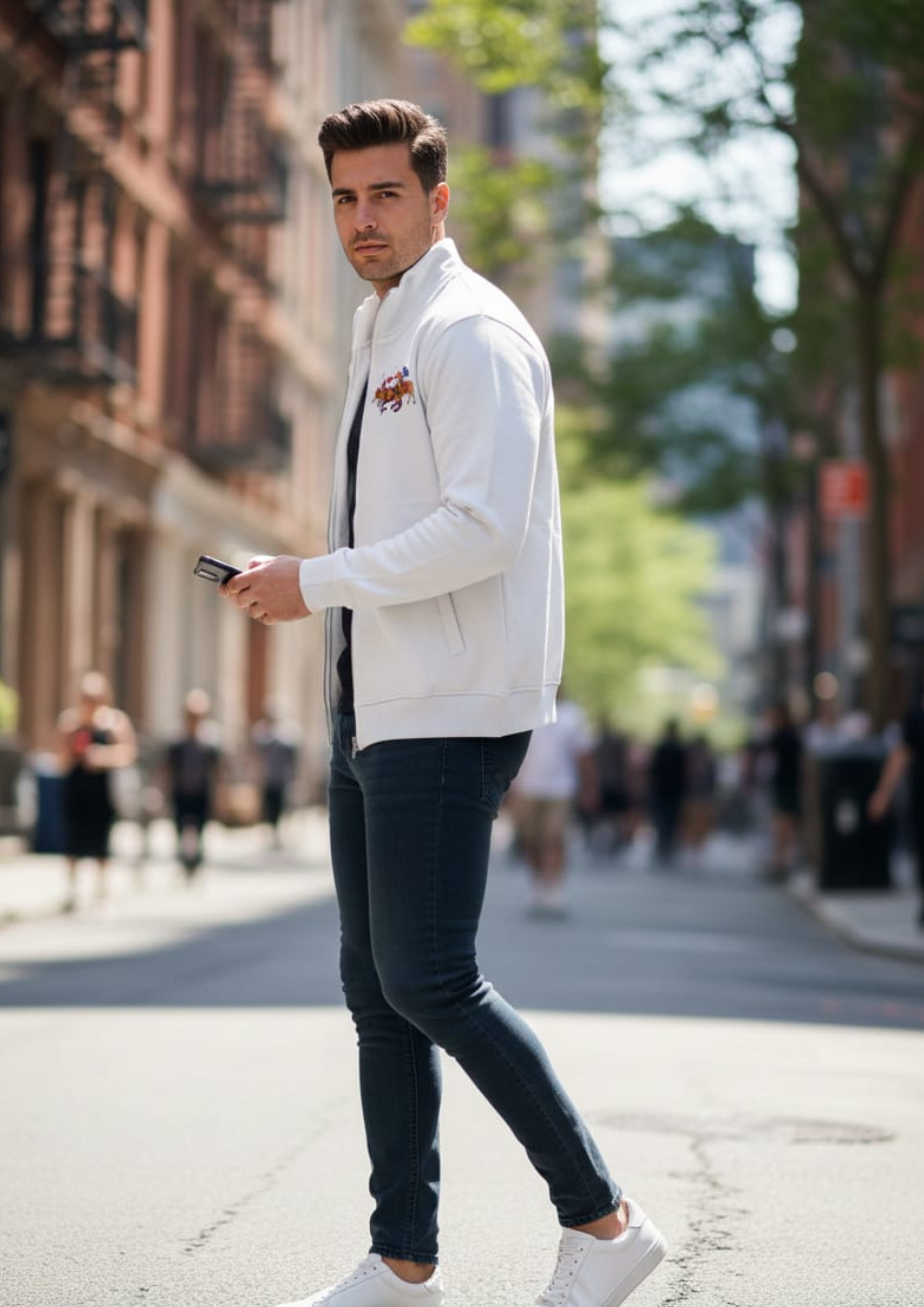 Premium Polo Unisex White Zipper