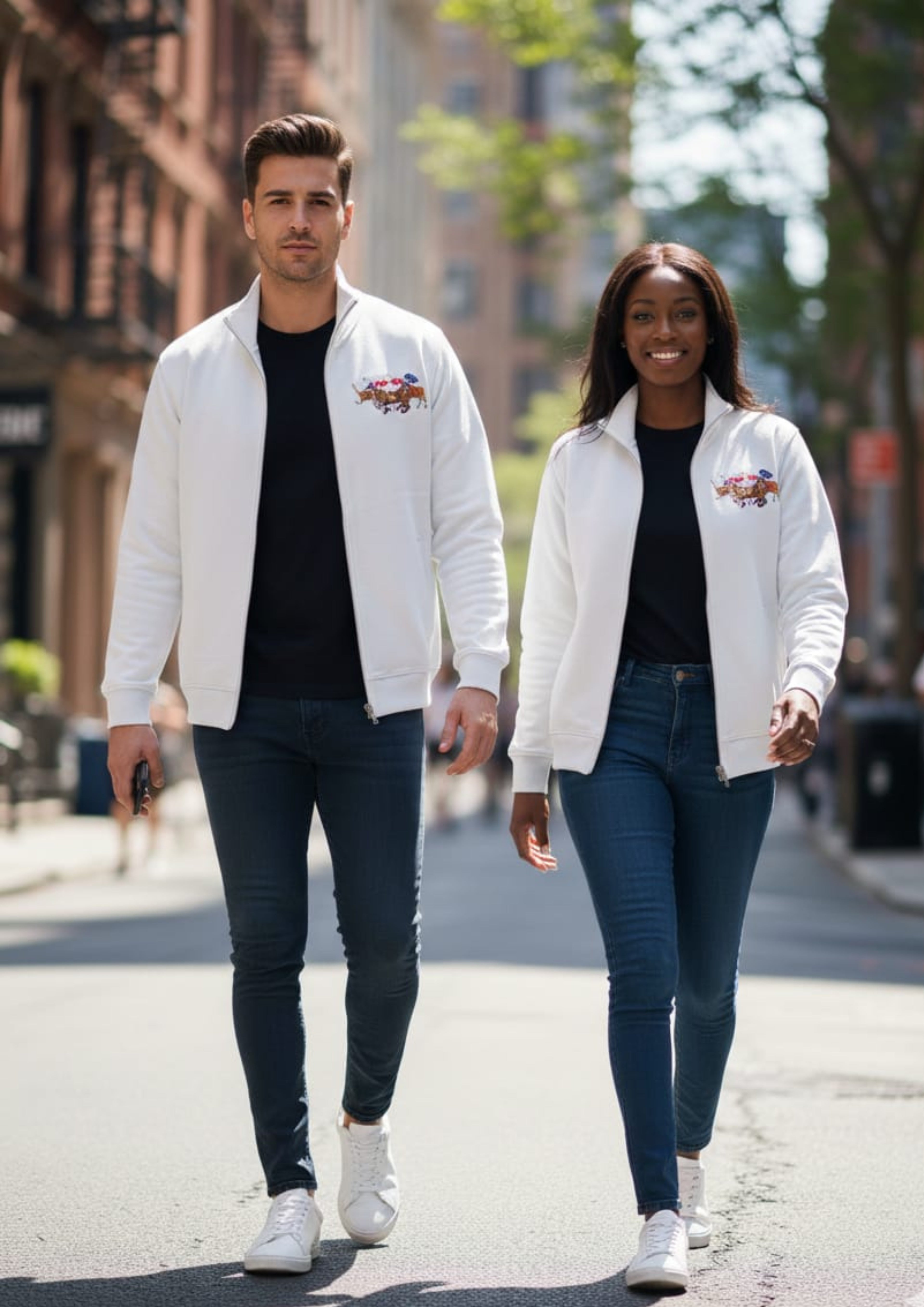 Premium Polo Unisex White Zipper