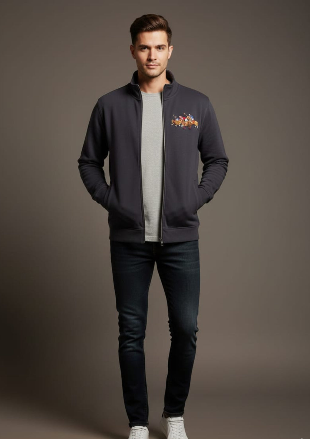 Premium Polo Unisex Charcoal Zipper