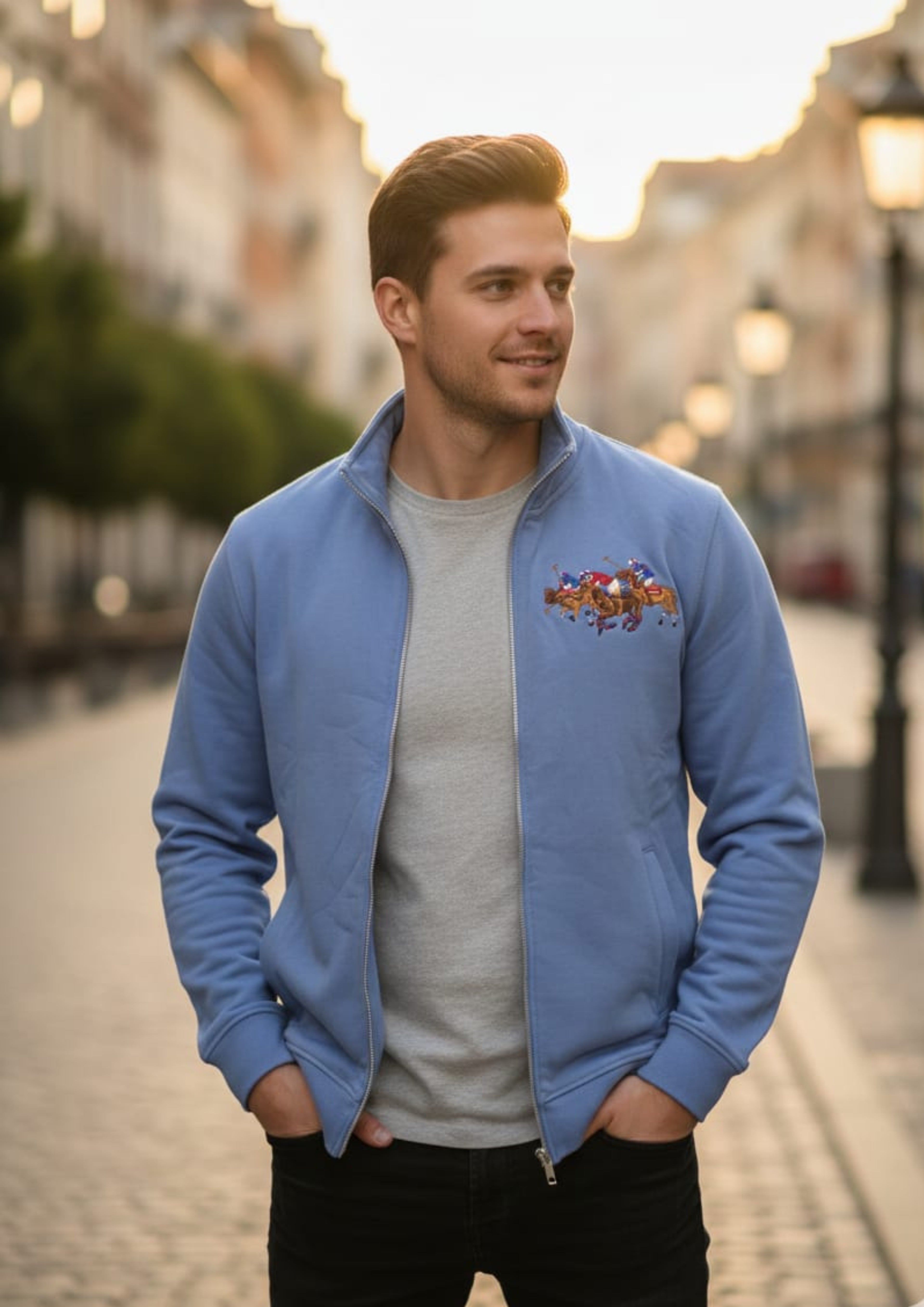 Premium Polo Unisex Royal Blue Zipper