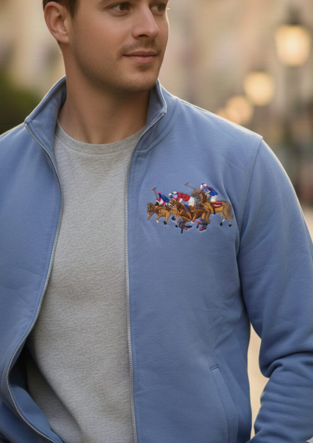 Premium Polo Unisex Royal Blue Zipper