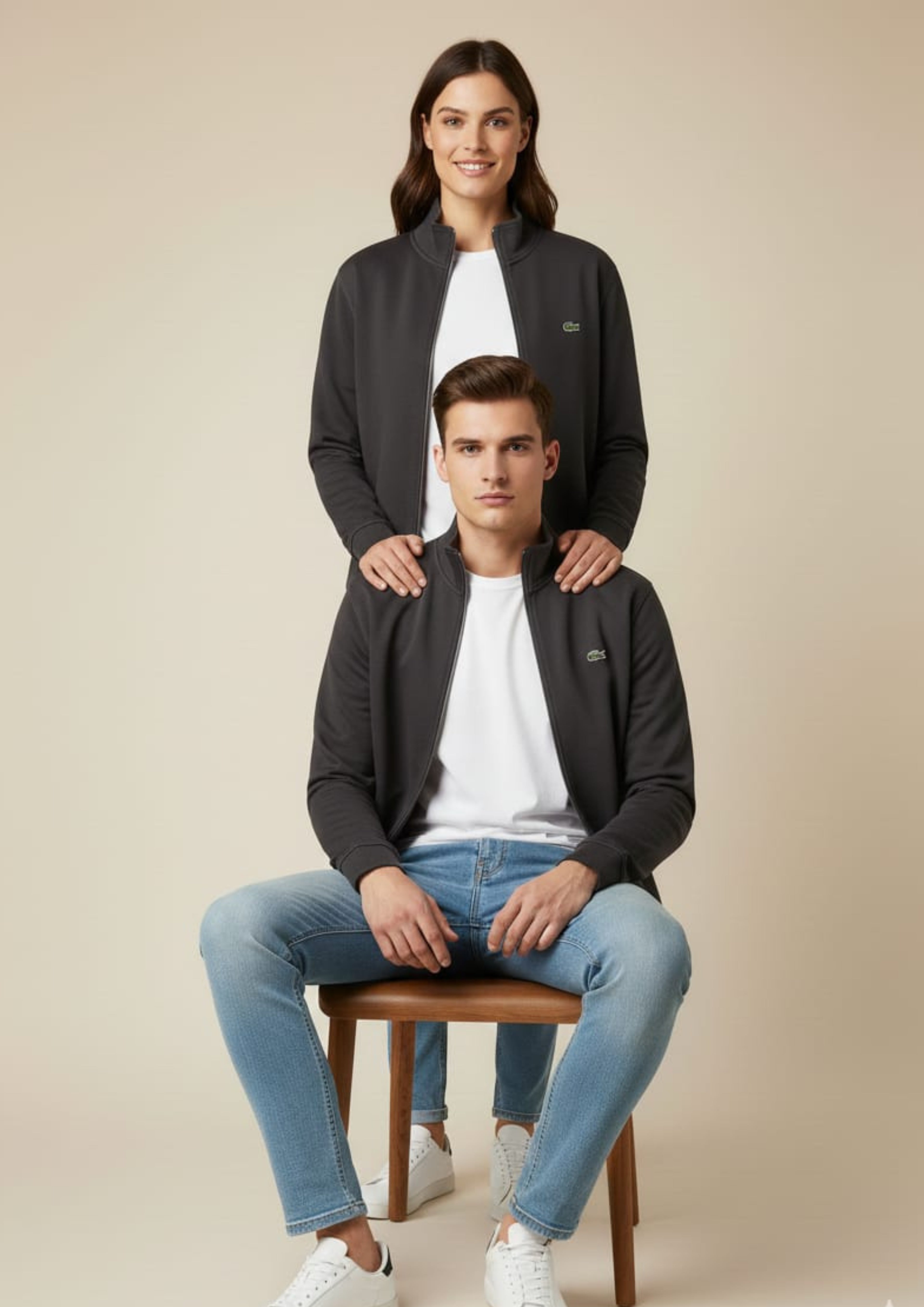 Lacoste Unisex Charcoal Zipper