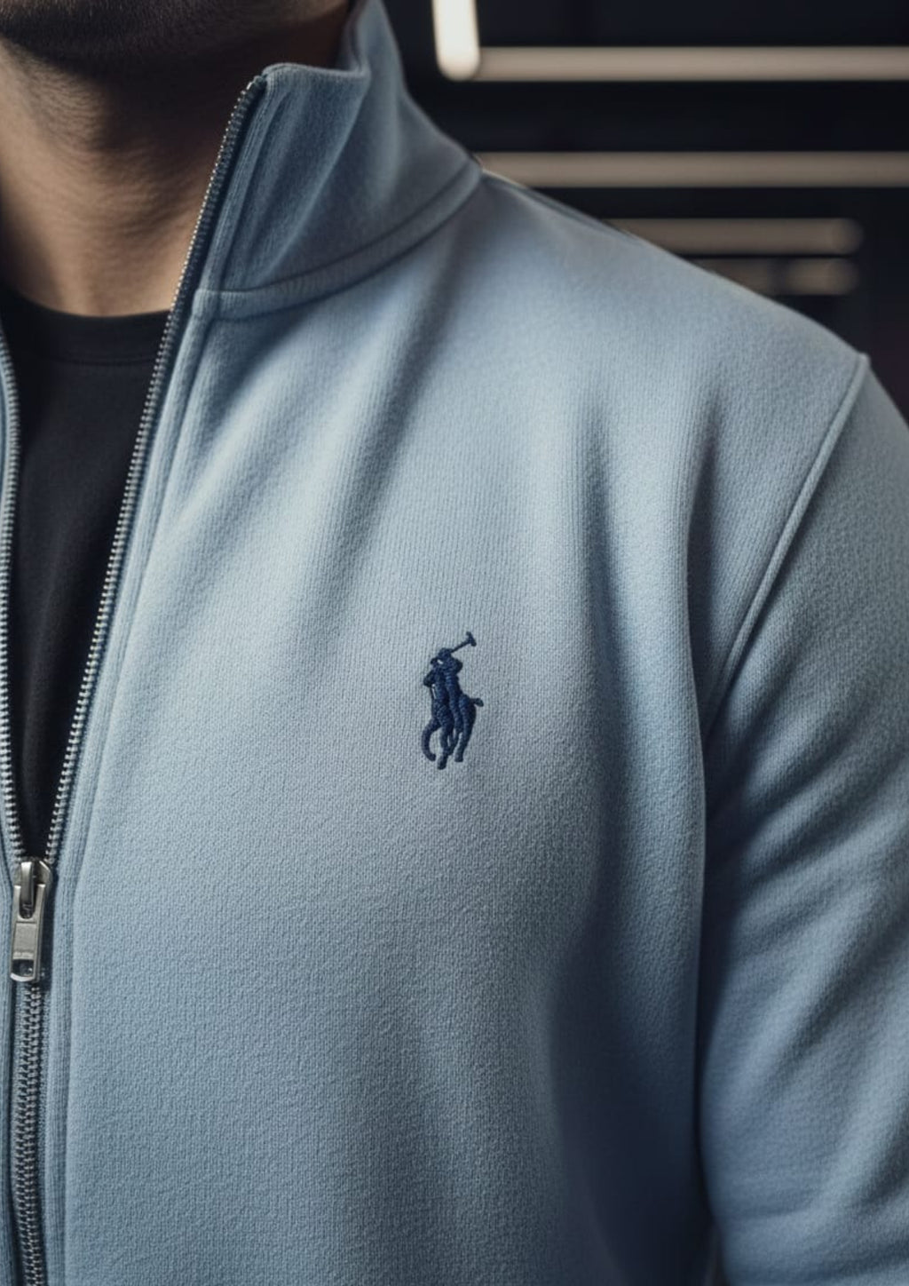 Polo Unisex Royal Blue Zipper