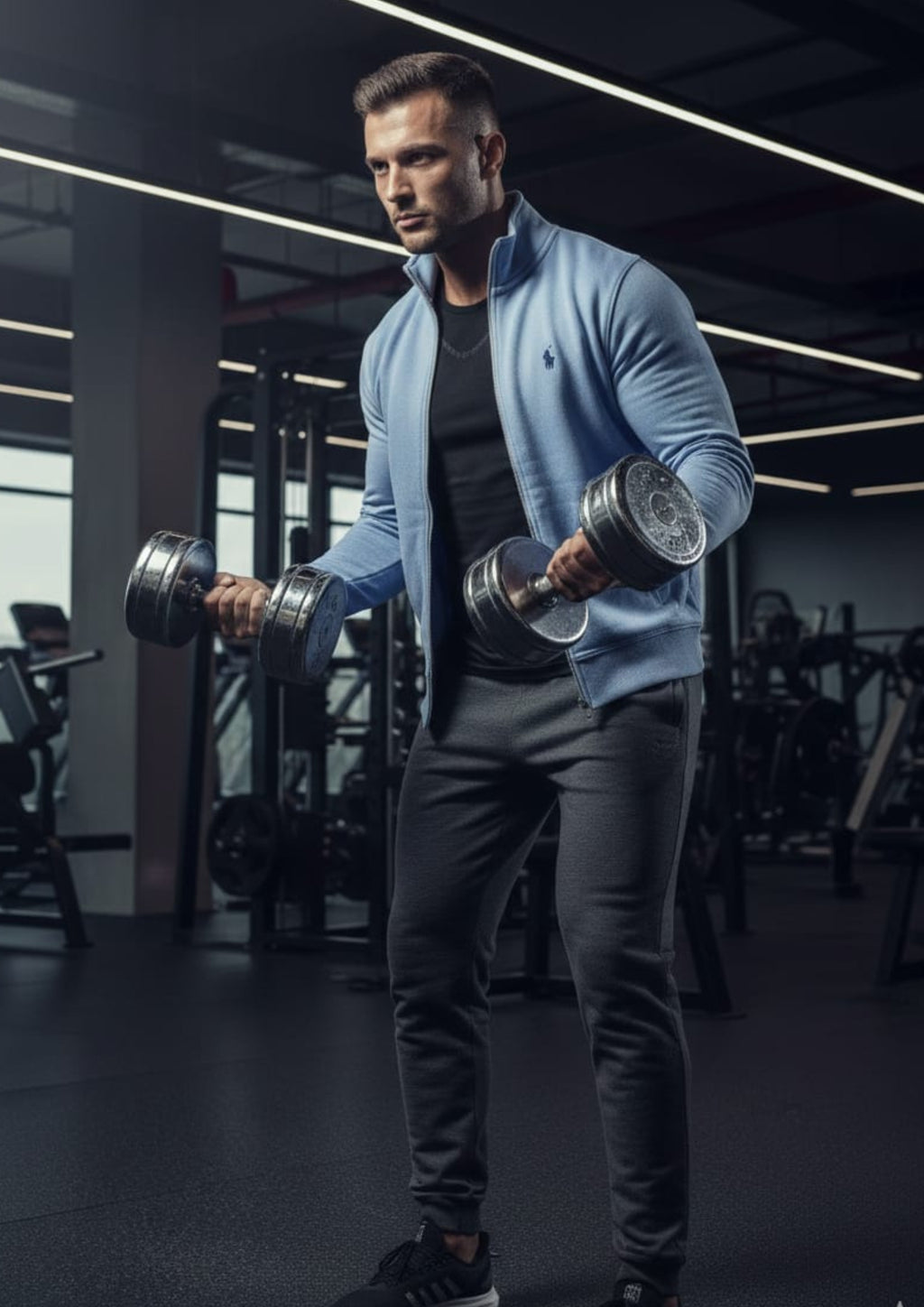 Polo Unisex Royal Blue Zipper