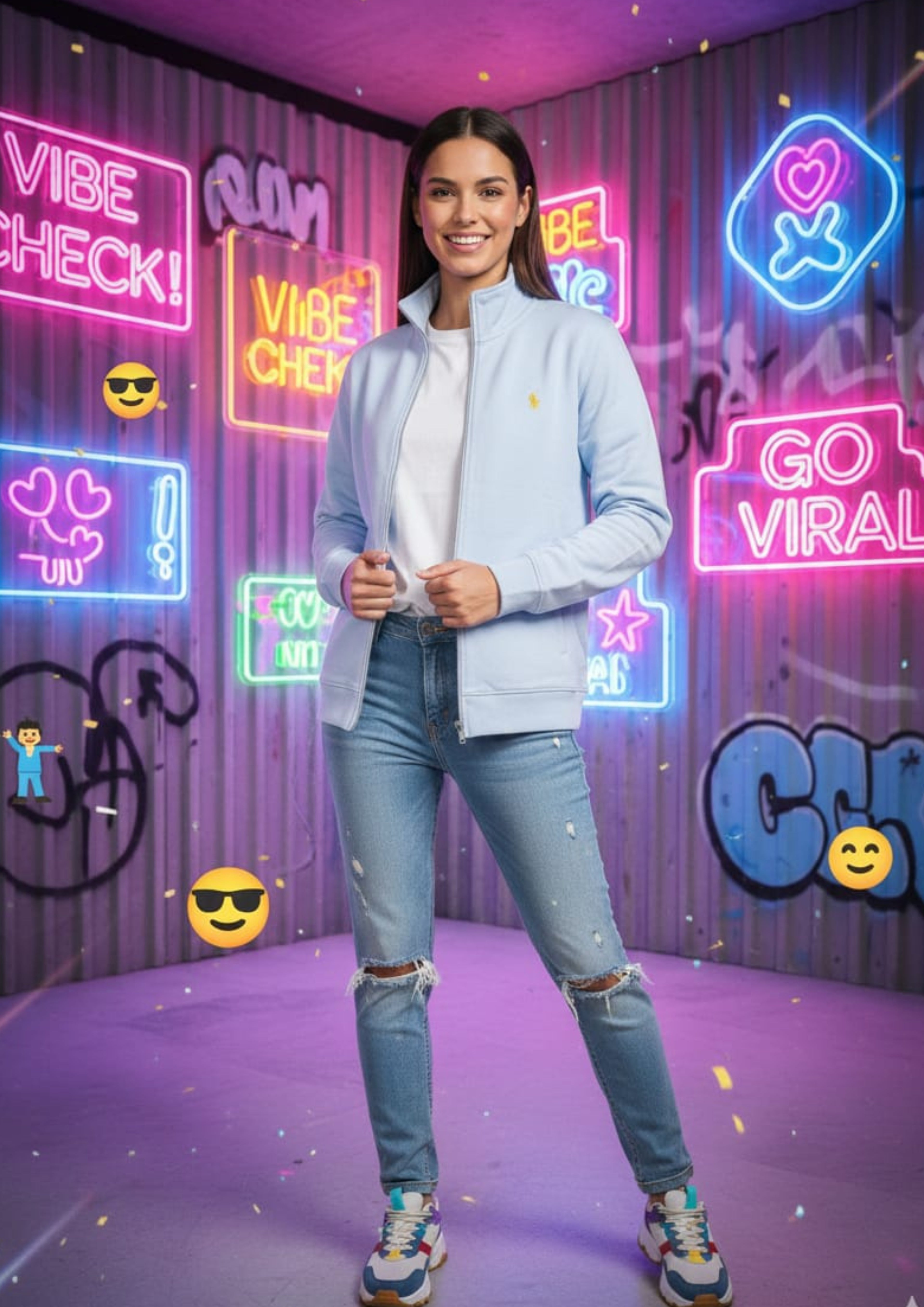 Polo Unisex Light Blue Zipper