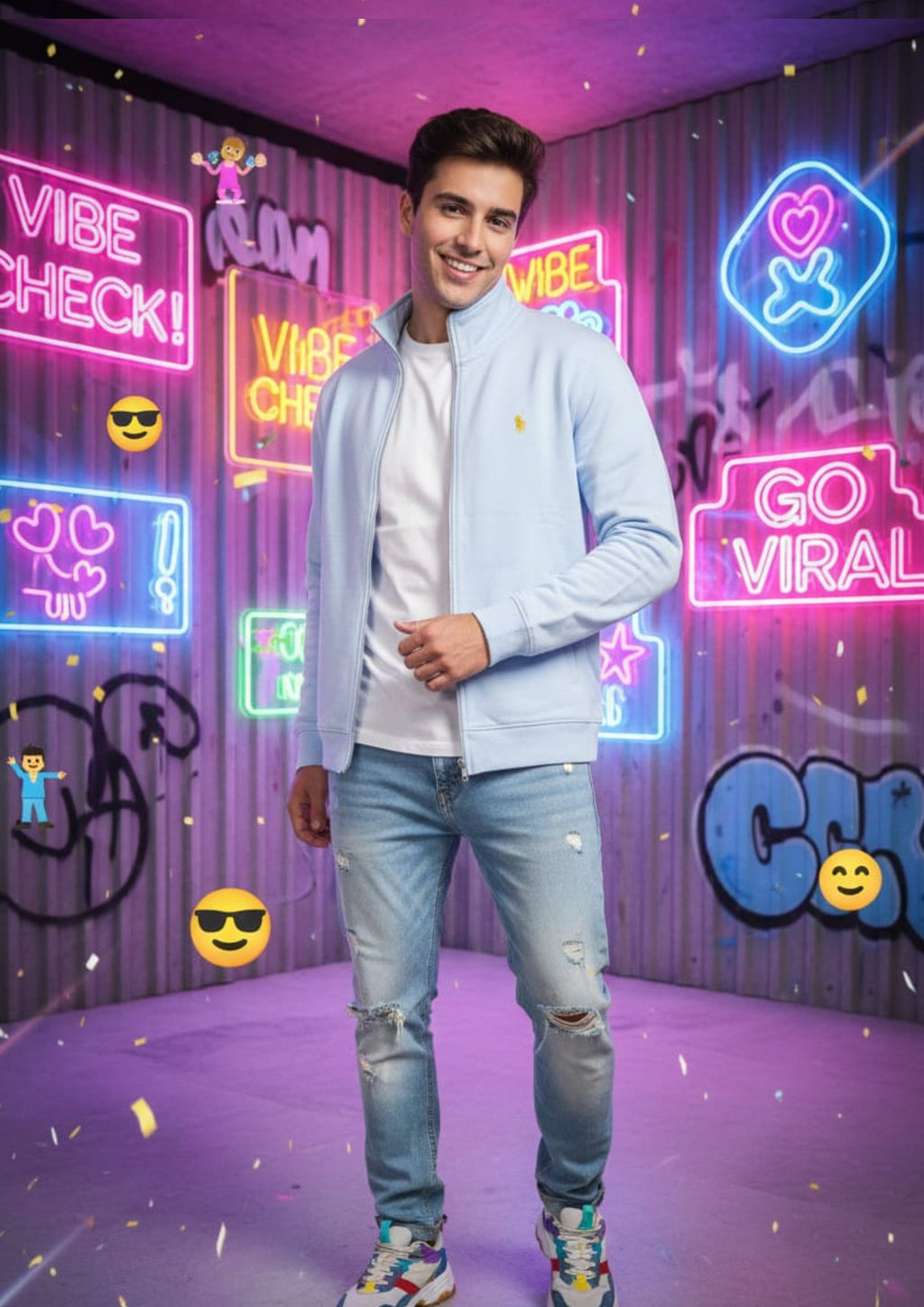 Polo Unisex Light Blue Zipper