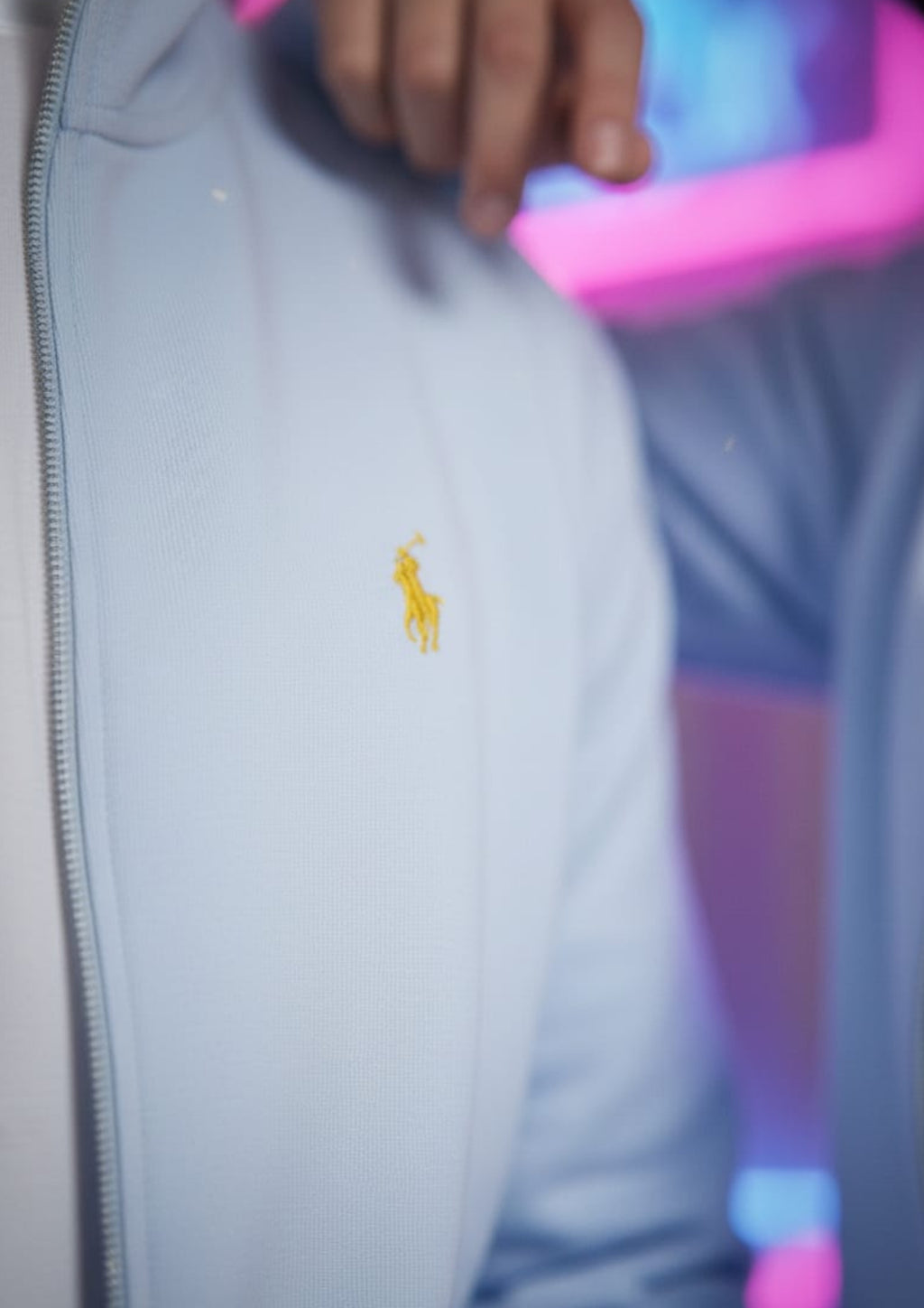 Polo Unisex Light Blue Zipper