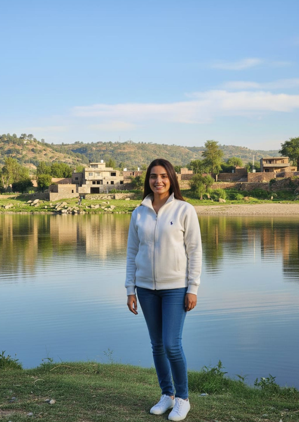 Polo Unisex White Zipper