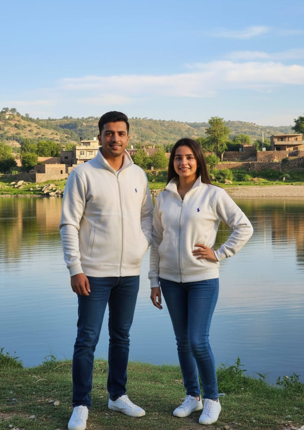 Polo Unisex White Zipper