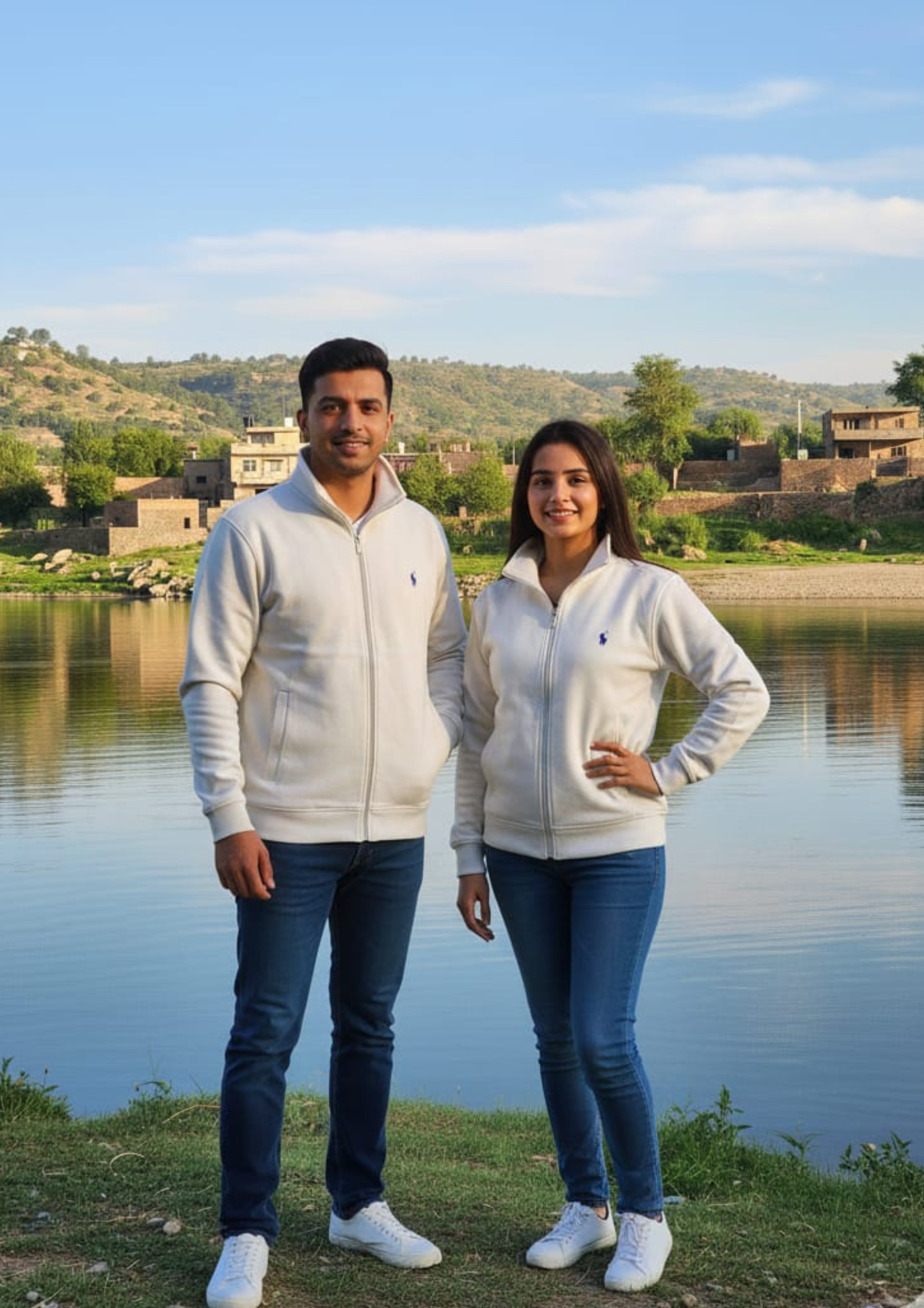 Polo Unisex White Zipper