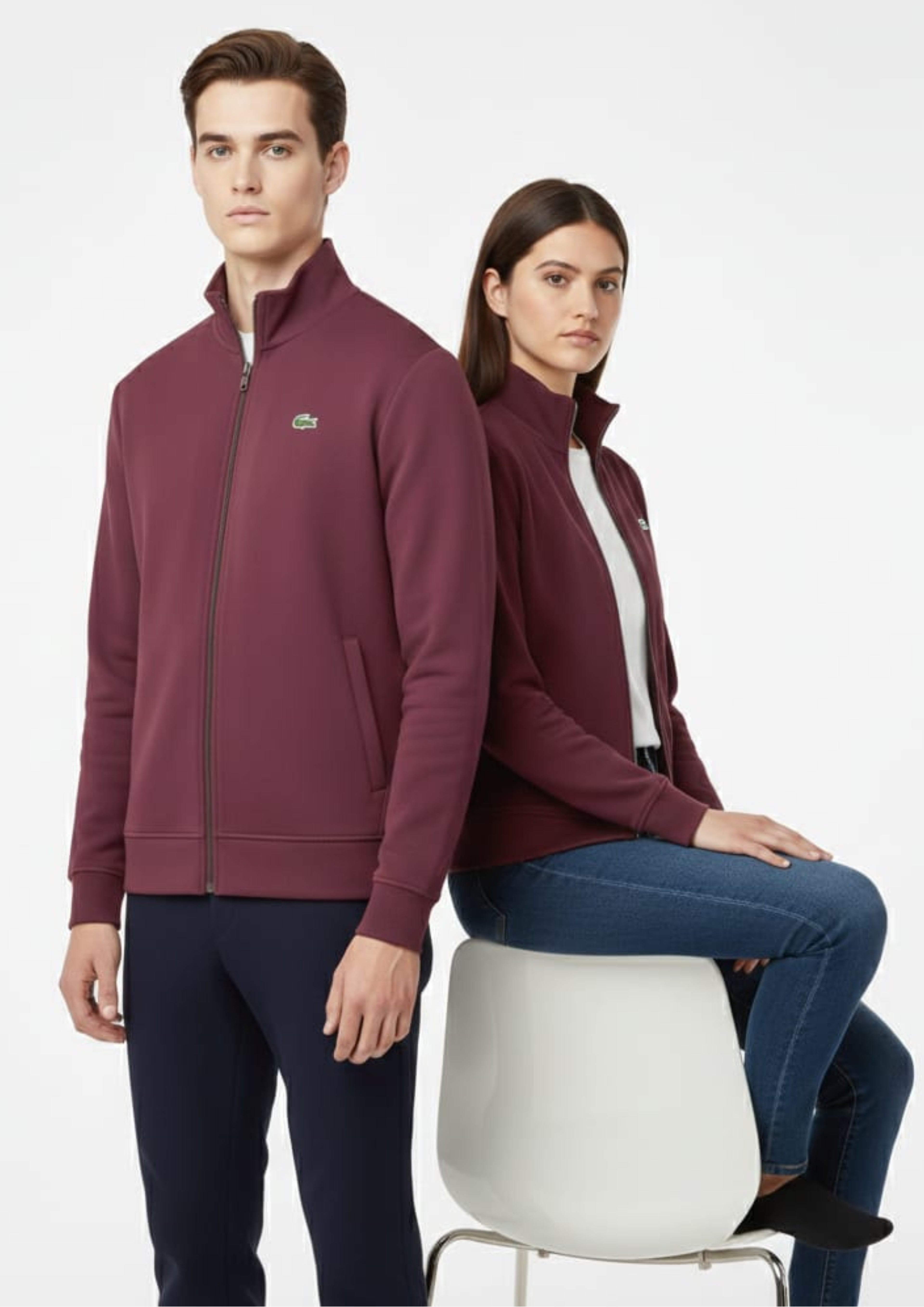 Lacoste Unisex Maroon Zipper
