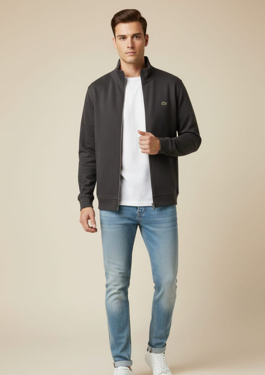 Lacoste Unisex Charcoal Zipper