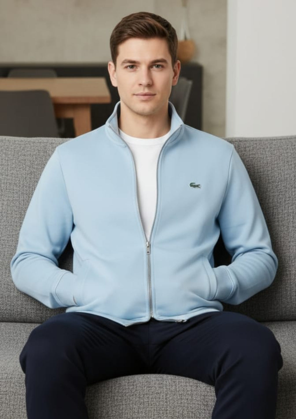Lacoste Unisex Light Blue Zipper
