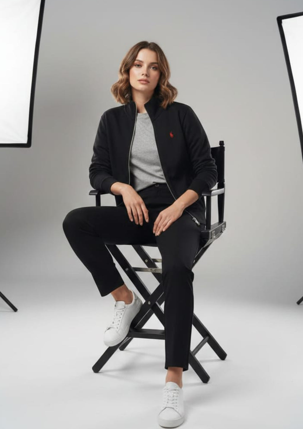 Polo Unisex Black Zipper