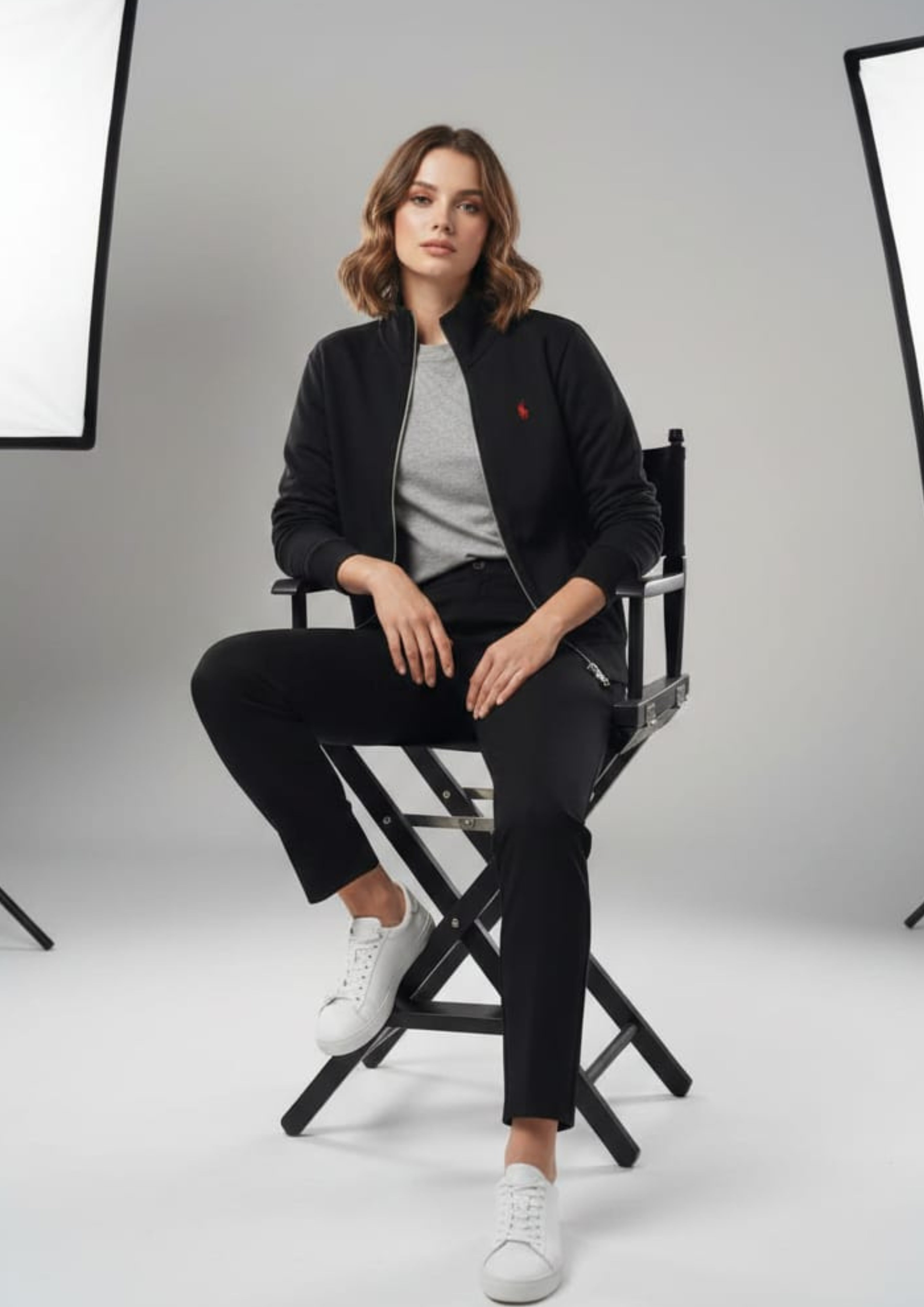 Polo Unisex Black Zipper