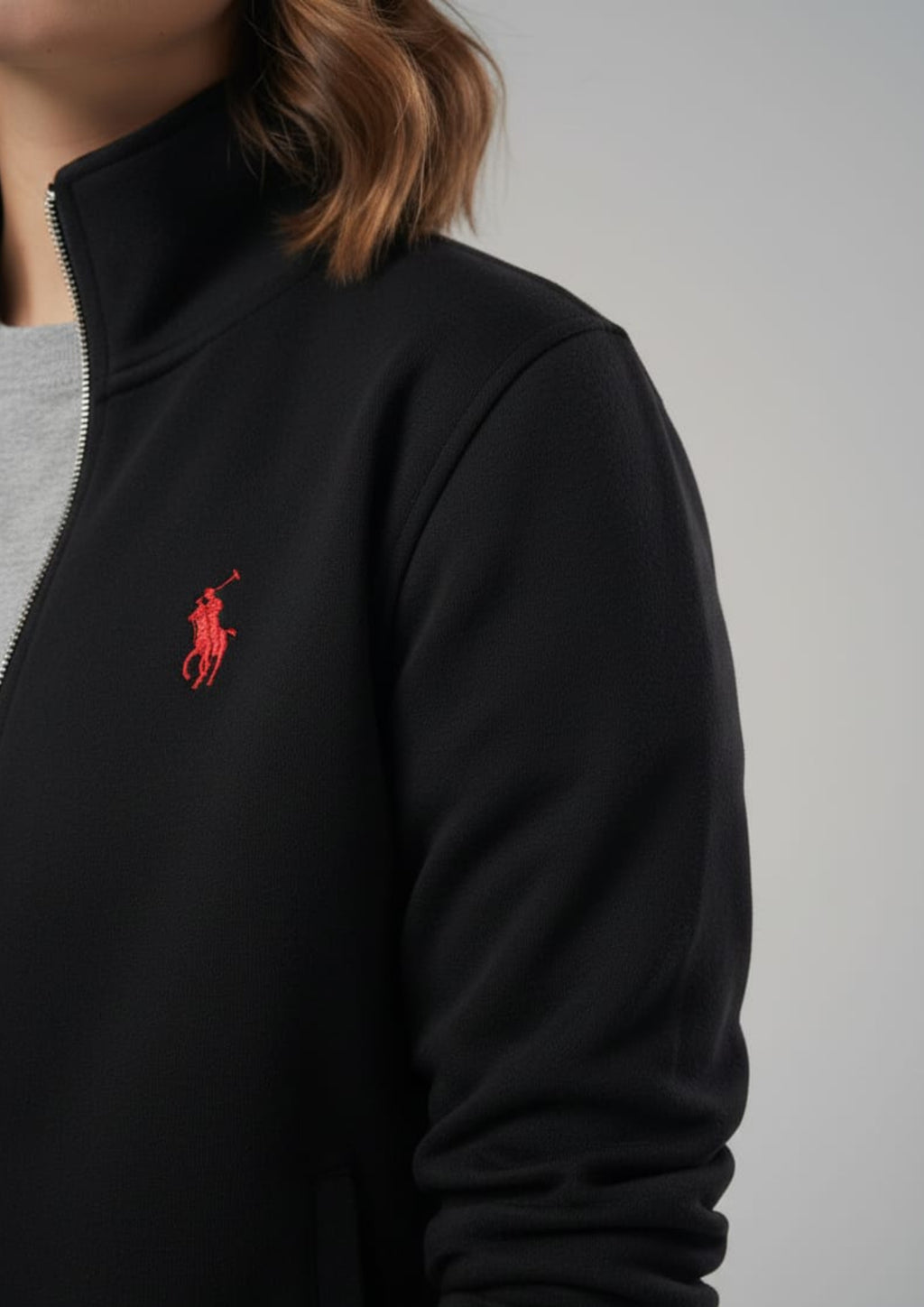 Polo Unisex Black Zipper