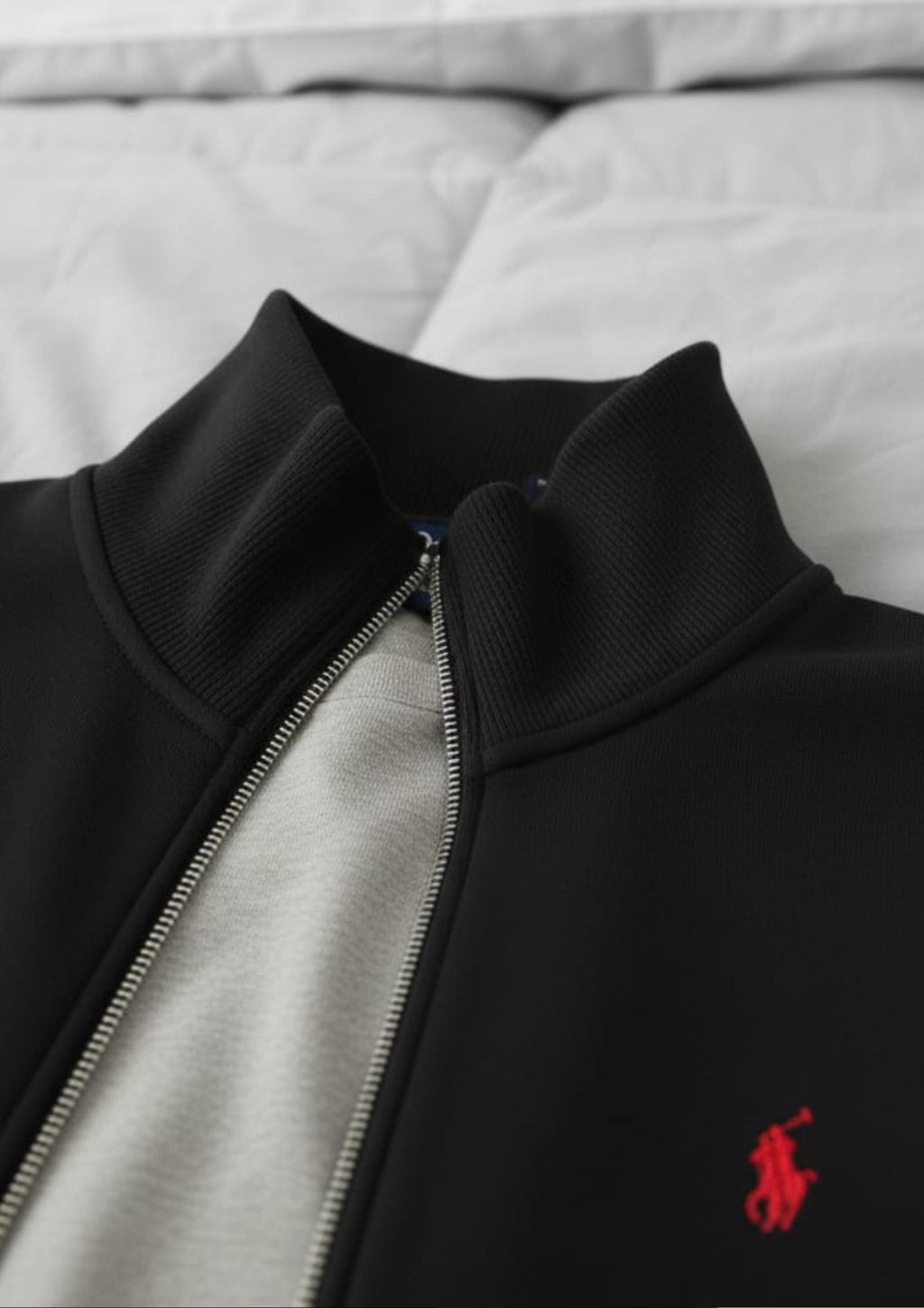 Polo Unisex Black Zipper