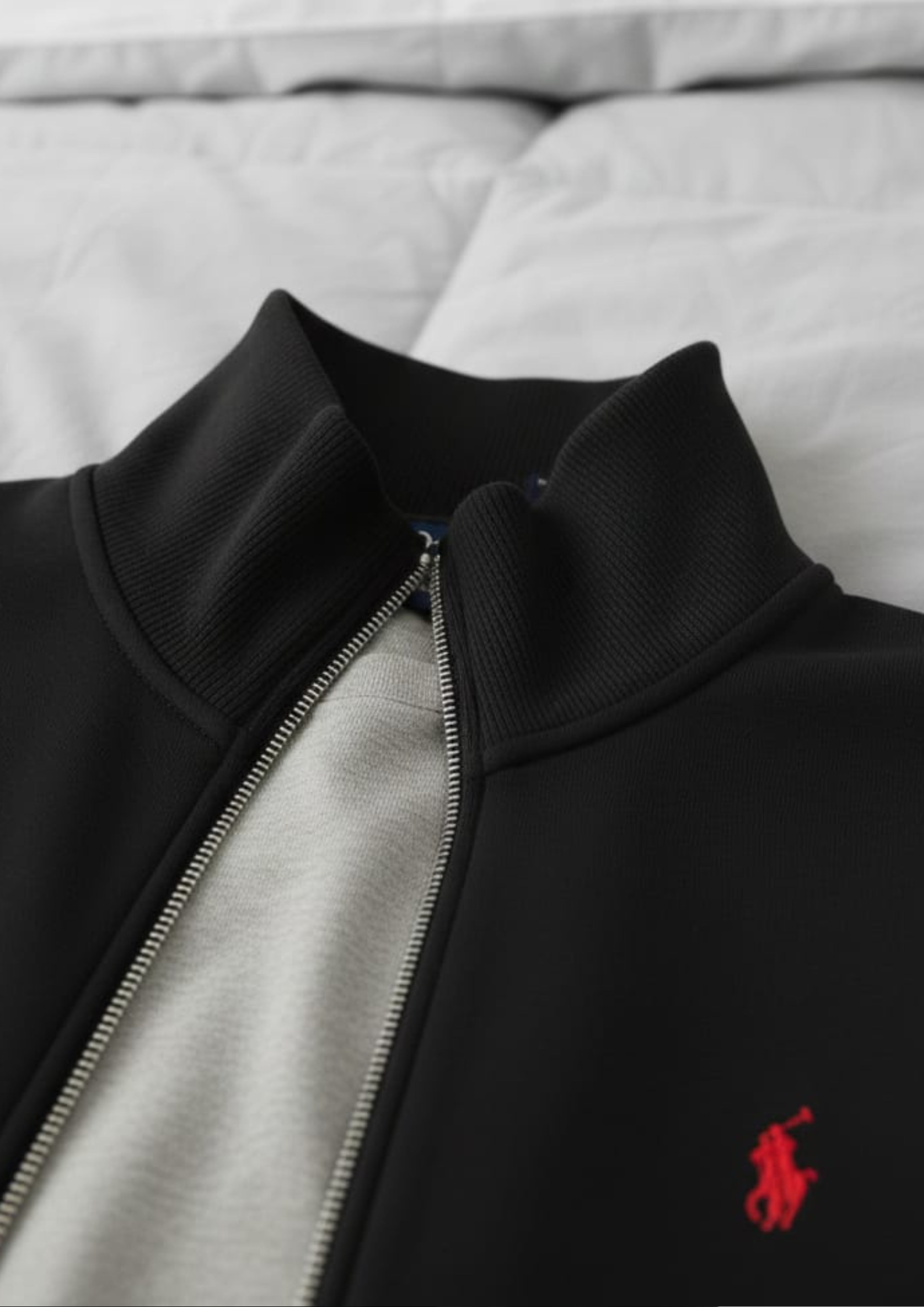 Polo Unisex Black Zipper