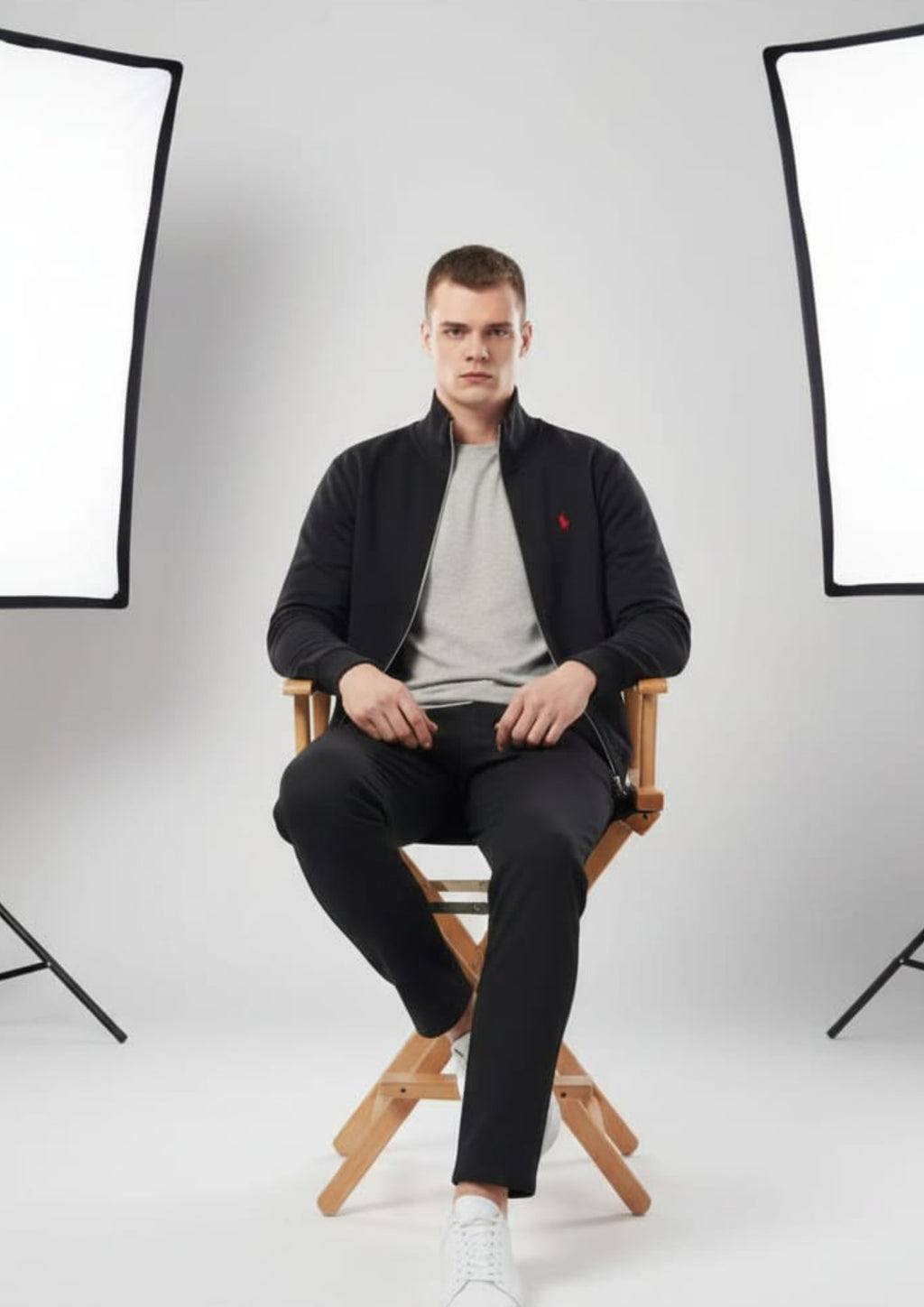 Polo Unisex Black Zipper