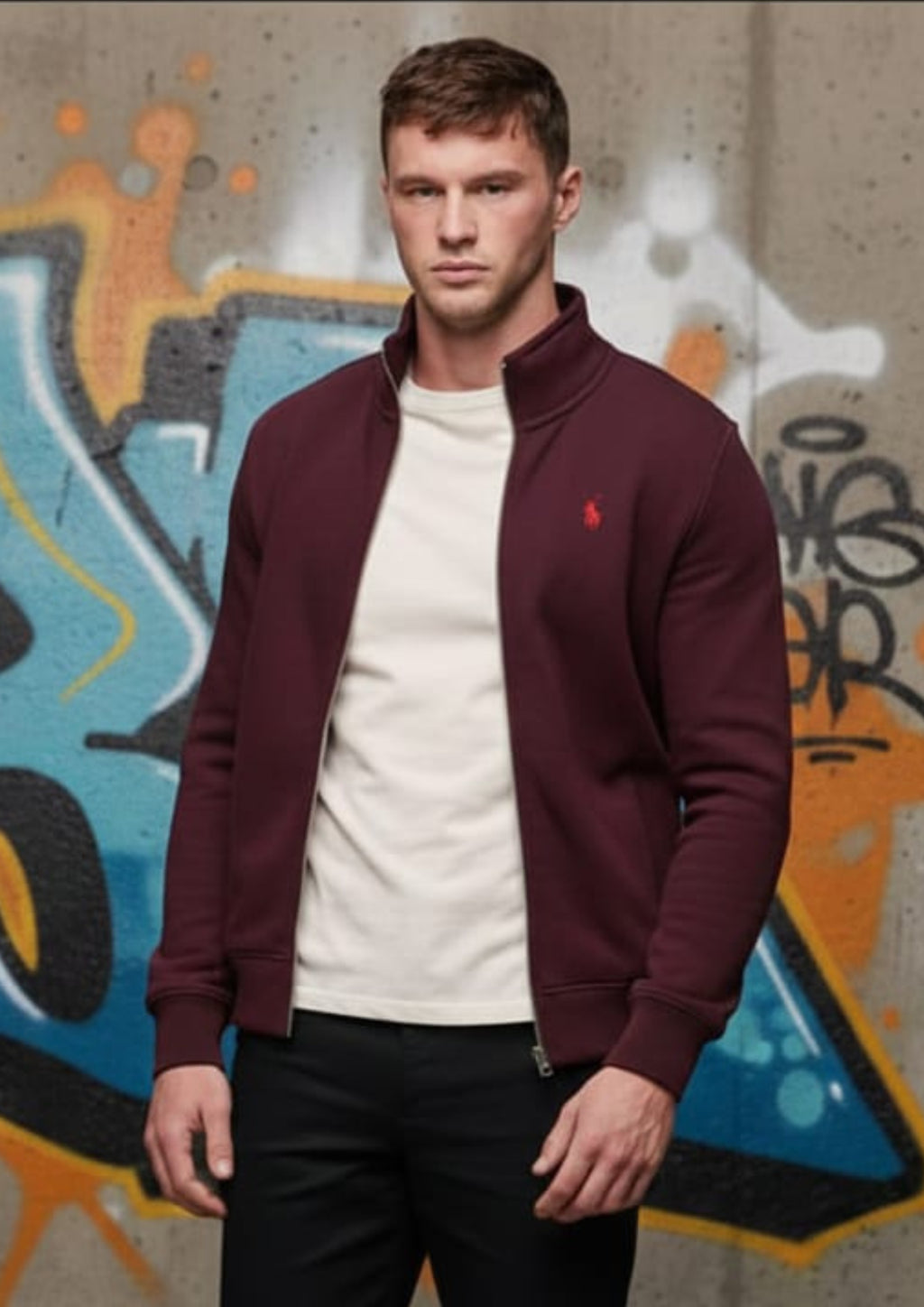 Polo Unisex Maroon Zipper