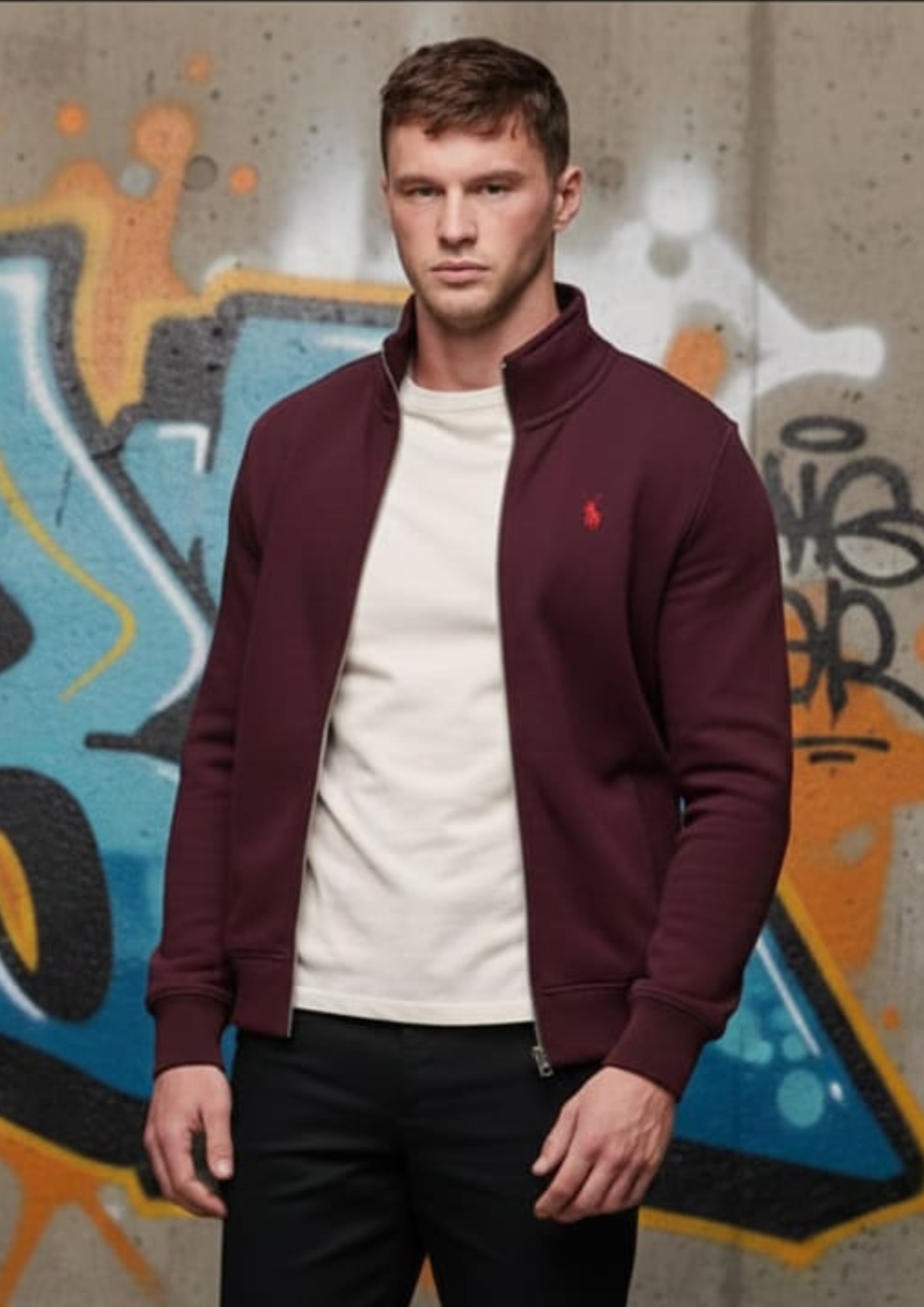 Polo Unisex Maroon Zipper